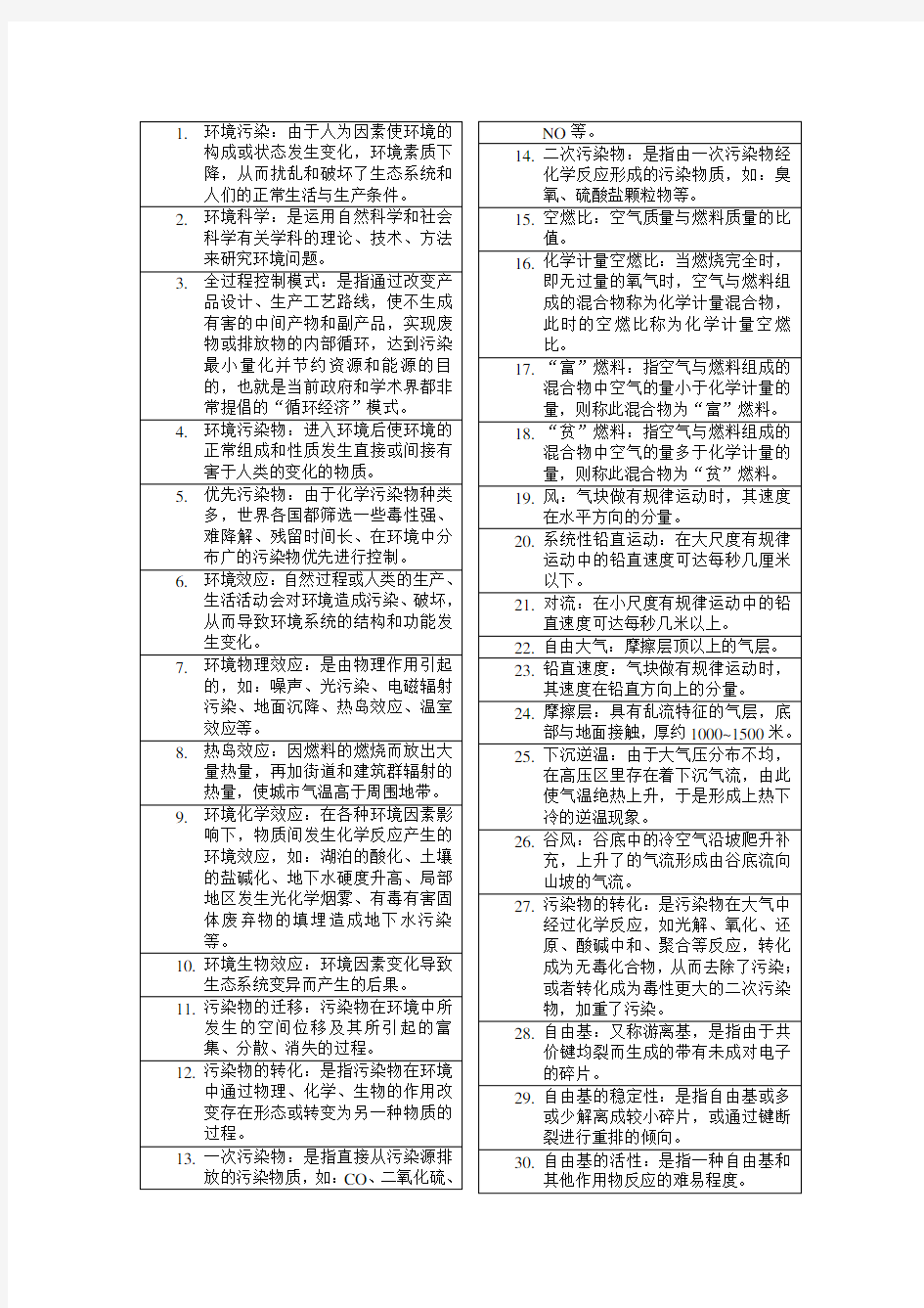 环境化学名词解释考试复习