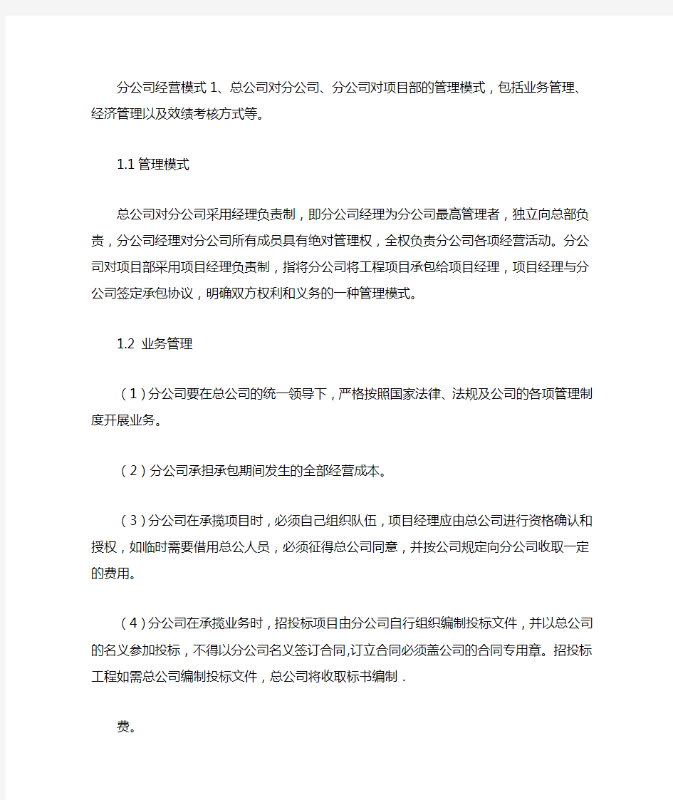 分公司经营模式