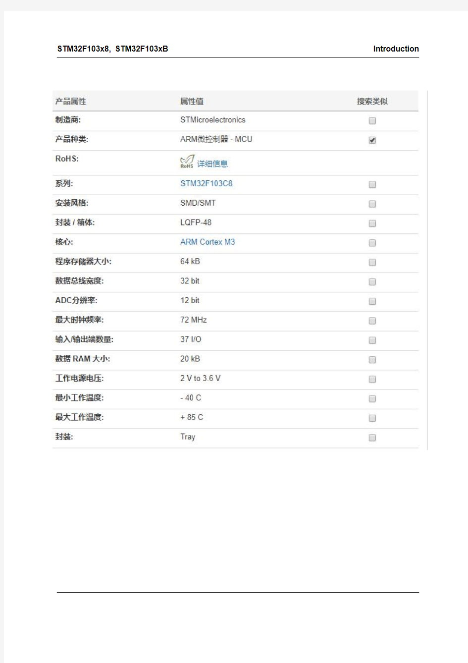 MEMORY存储芯片STM32F103C8T6中文规格书