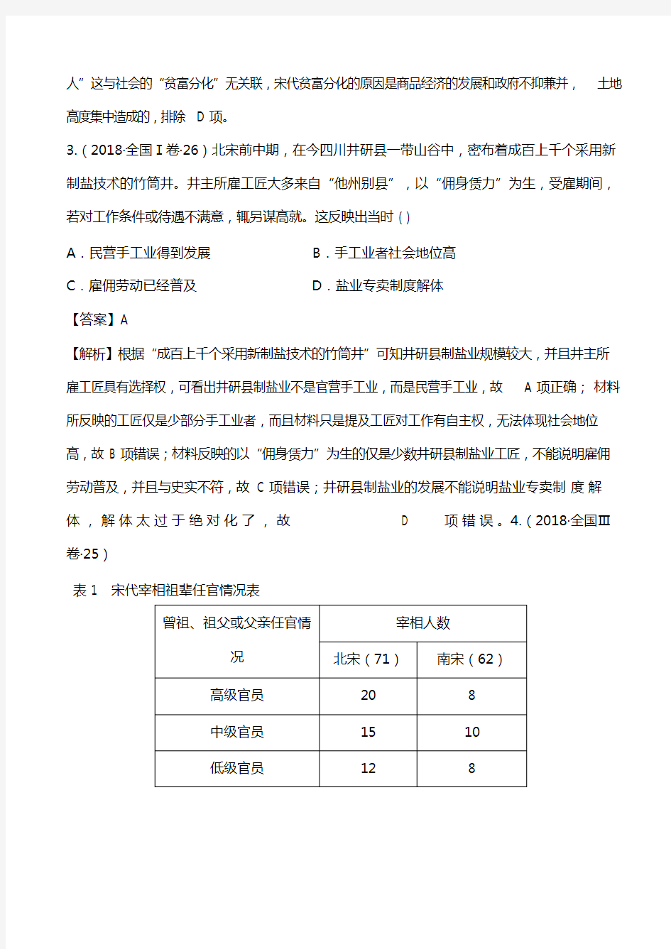 2020高考历史复习高频考点：宋代的政治、经济和文化