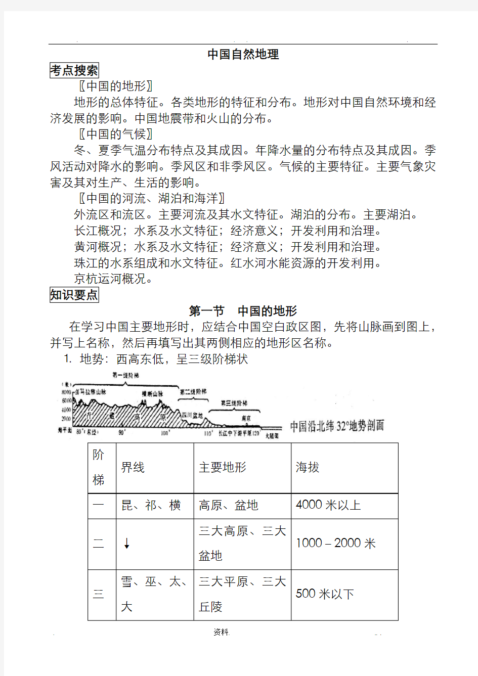 中国自然地理系统知识点汇编大全(最全)