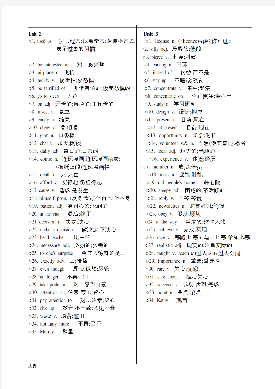 人教版新课标九年级英语单词表(分单元)