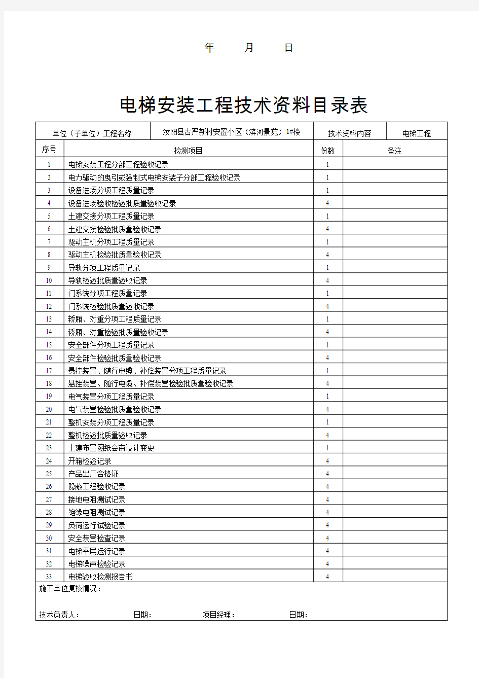 电梯竣工验收技术资料(68页)