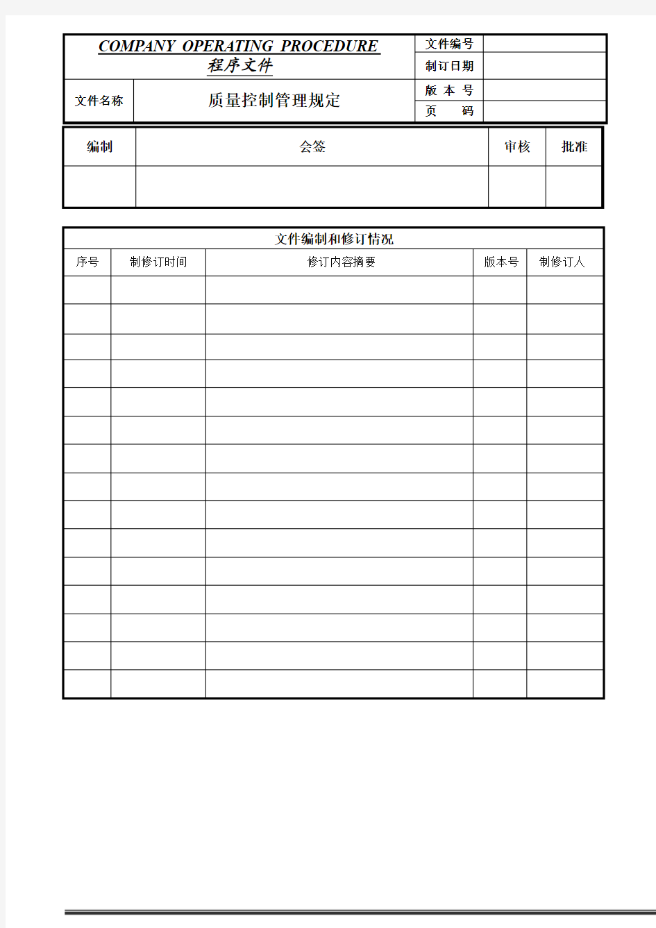 质量控制管理程序