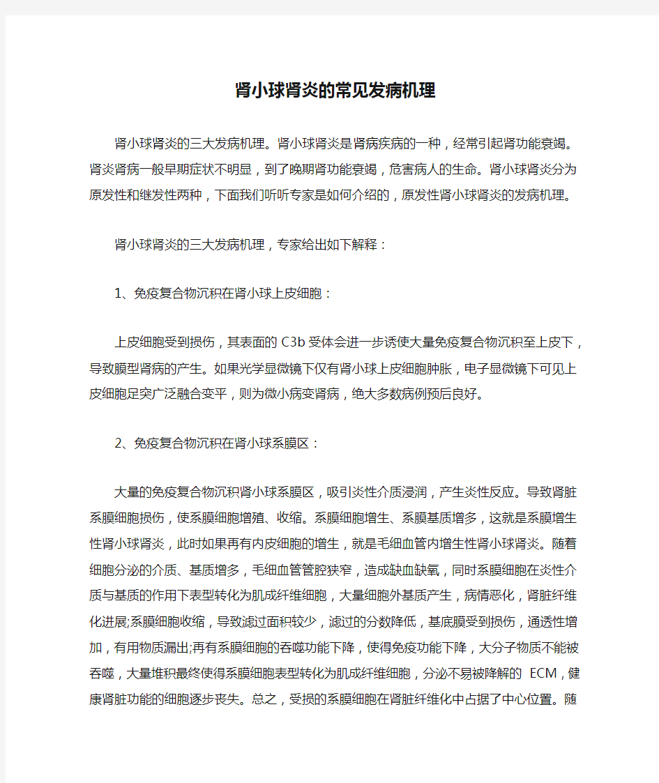 肾小球肾炎的常见发病机理