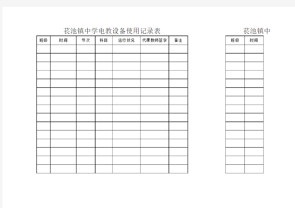 电教设备使用记录表