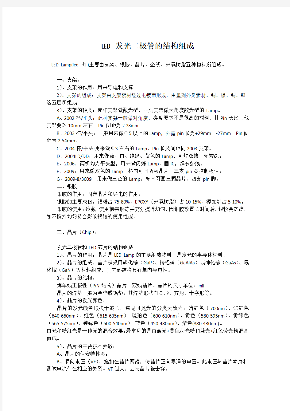 LED发光二极管的结构组成