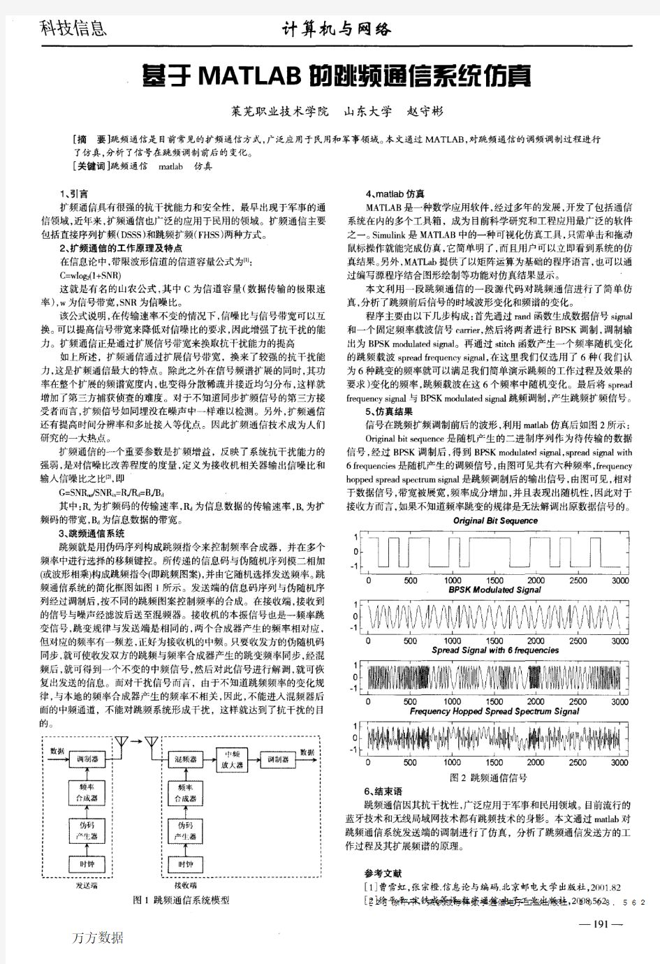 基于MATLAB的跳频通信系统仿真