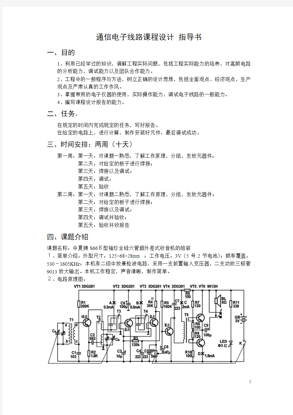 高频电子线路课程设计 收音机的组装