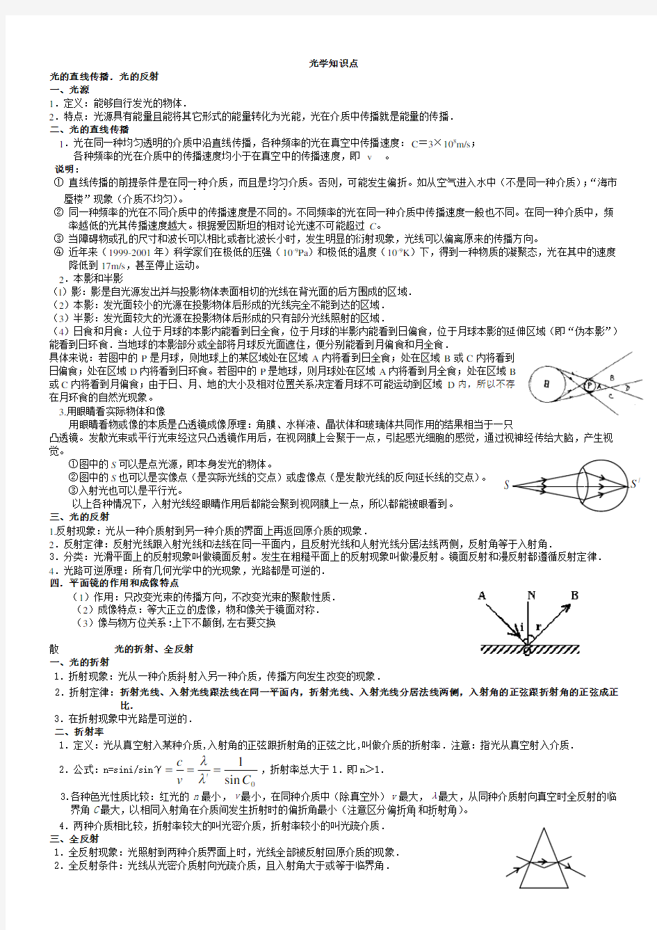 高中物理光学知识点总结