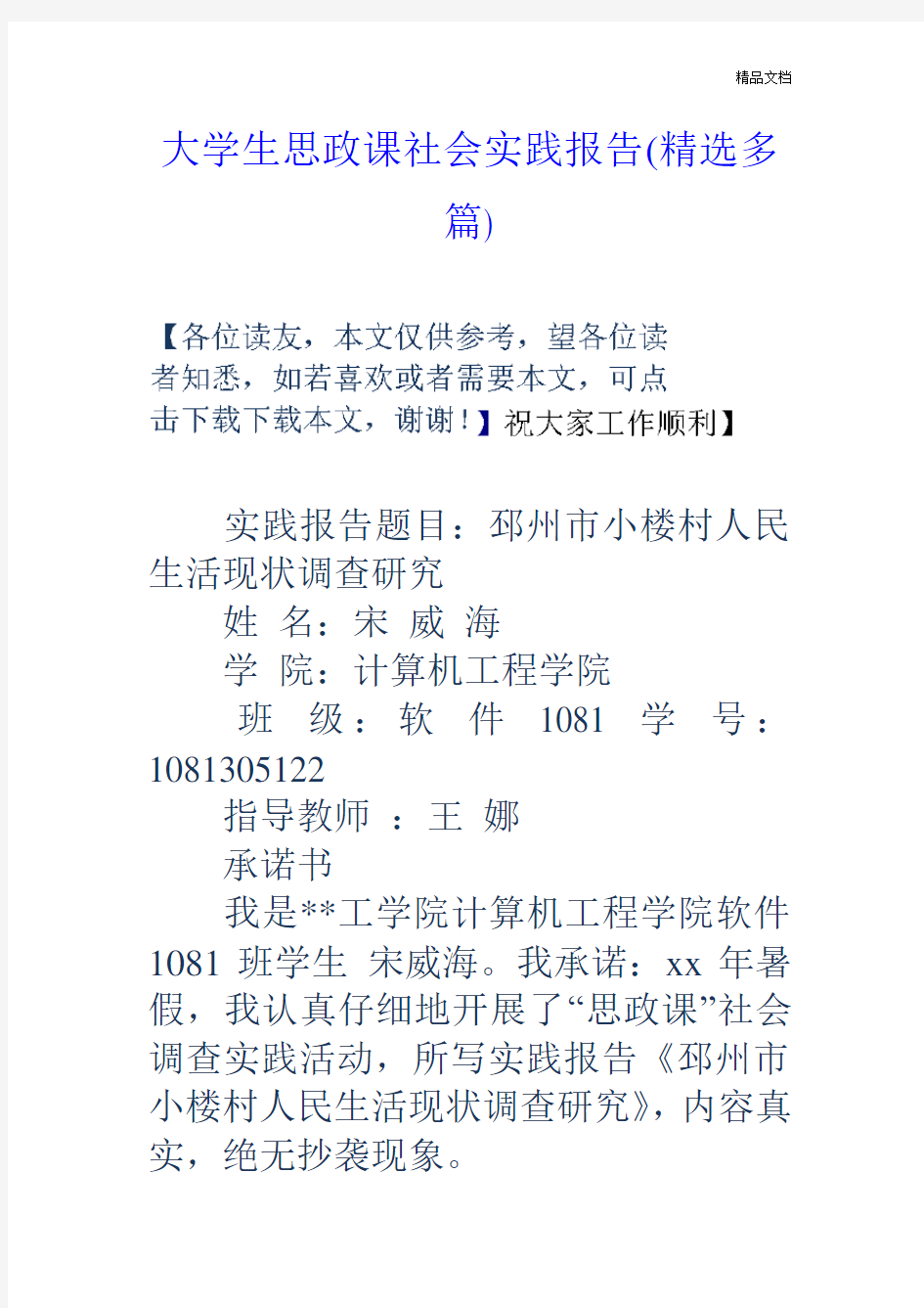 大学生思政课社会实践报告(精选多篇).doc