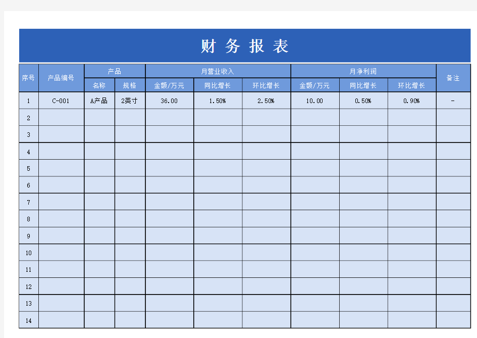 财务报表(带公式)