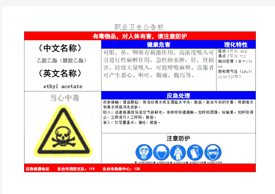 职业卫生公告栏