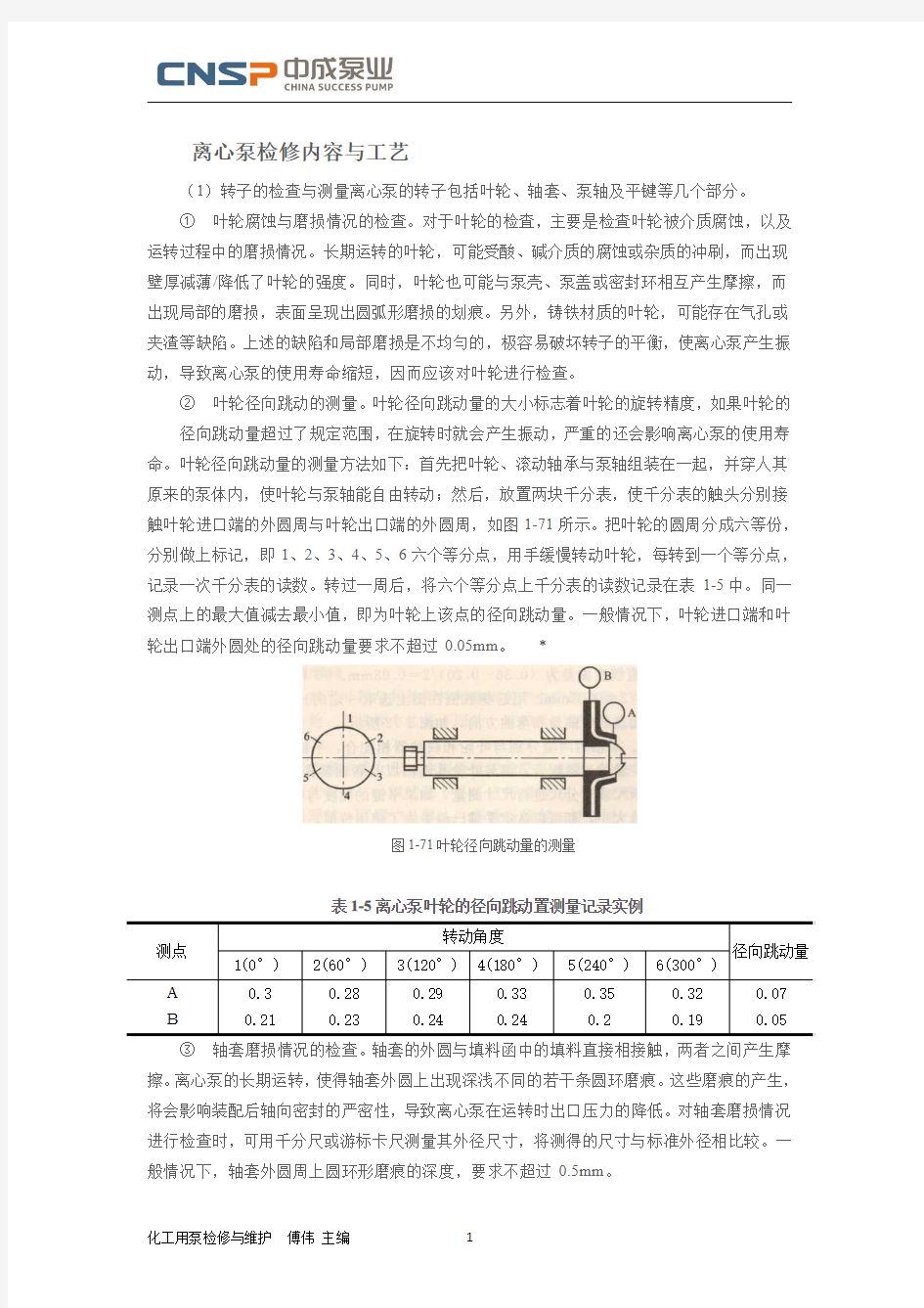 离心泵检修内容与工艺