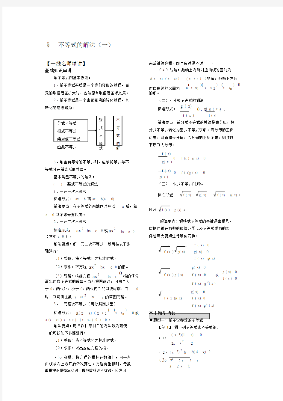 不等式解法整式分式根式.doc