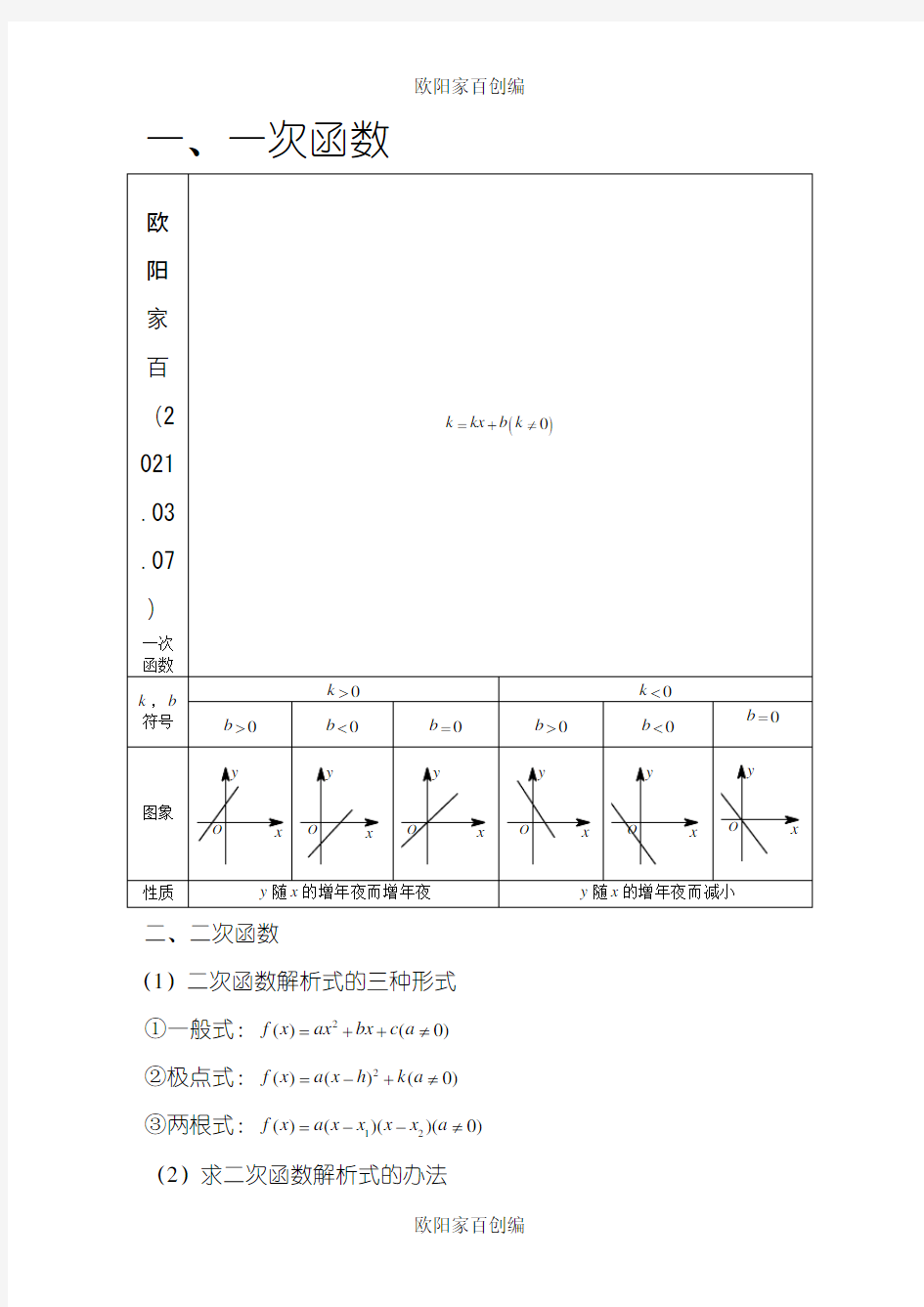 基本初等函数讲义全之欧阳家百创编