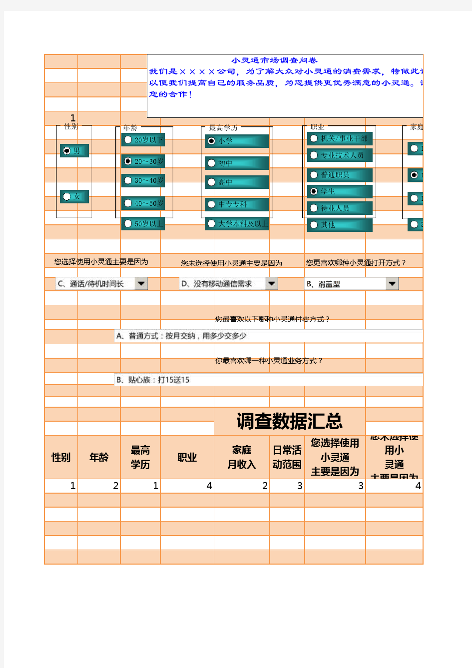 市场调查问卷数据管理excel模板表格