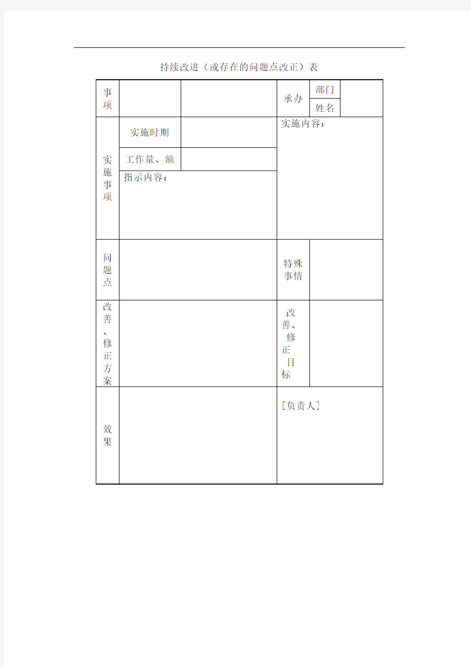 持续改进(或存在的问题点改正)表