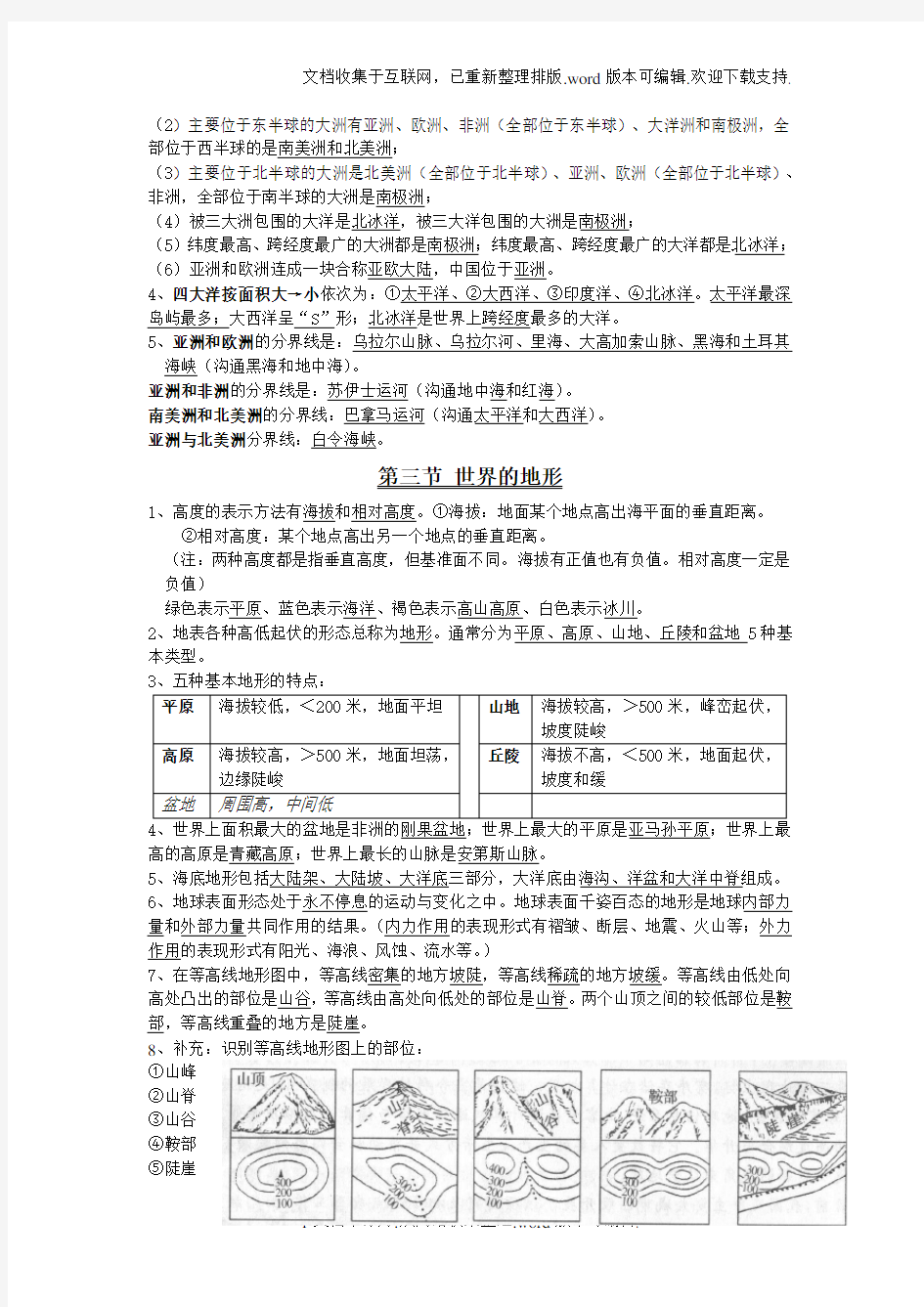 七年级地理上册第二章知识点