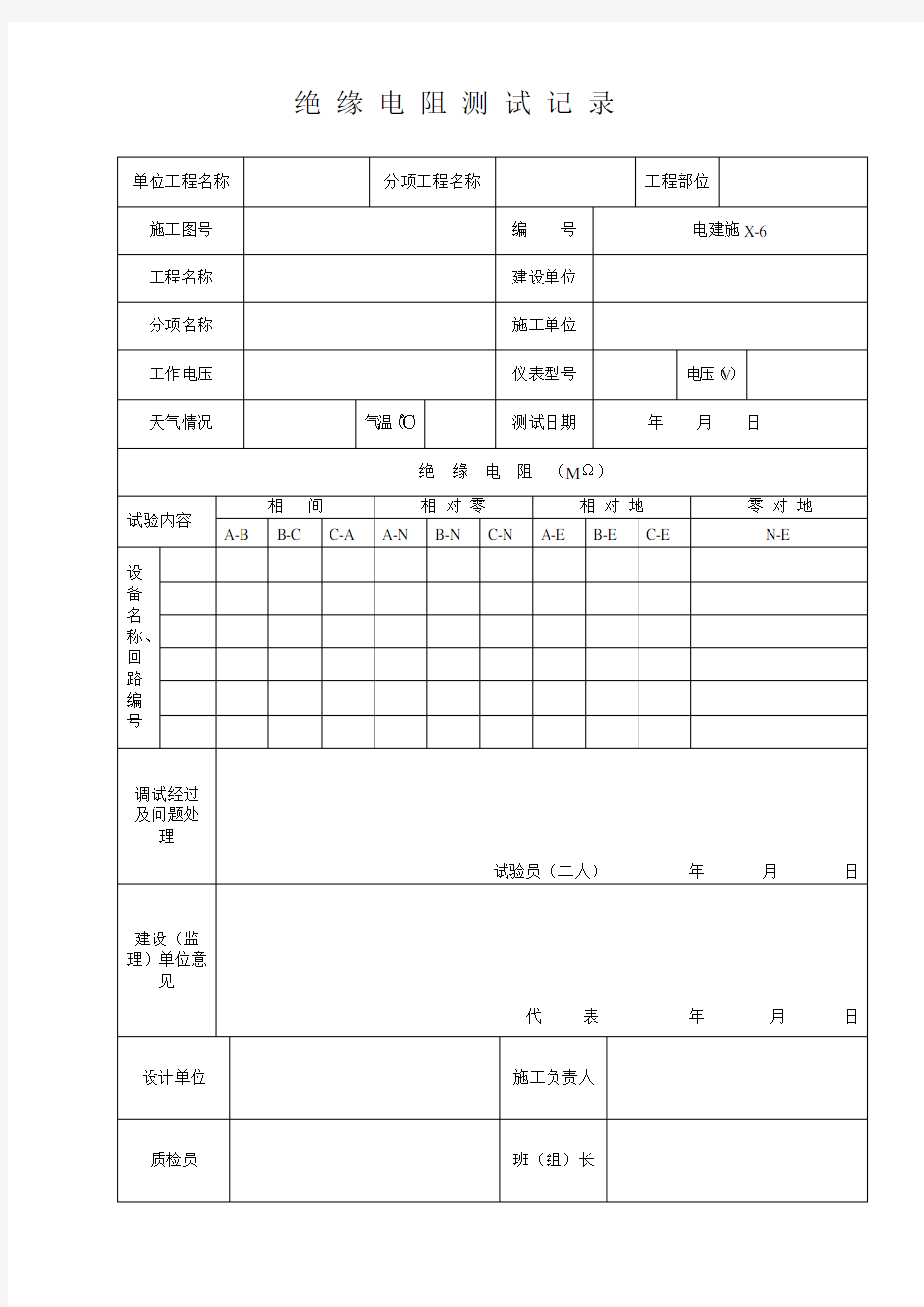 22.绝缘电阻测试记录表