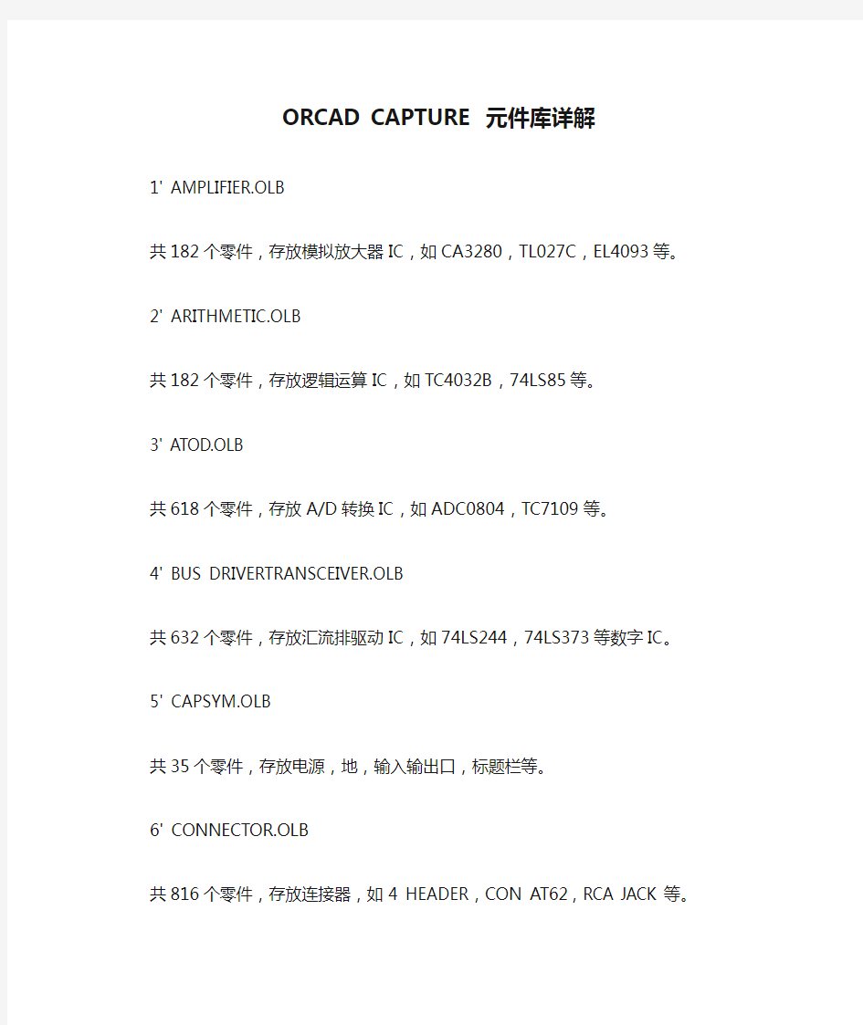 ORCAD CAPTURE 元件库详解