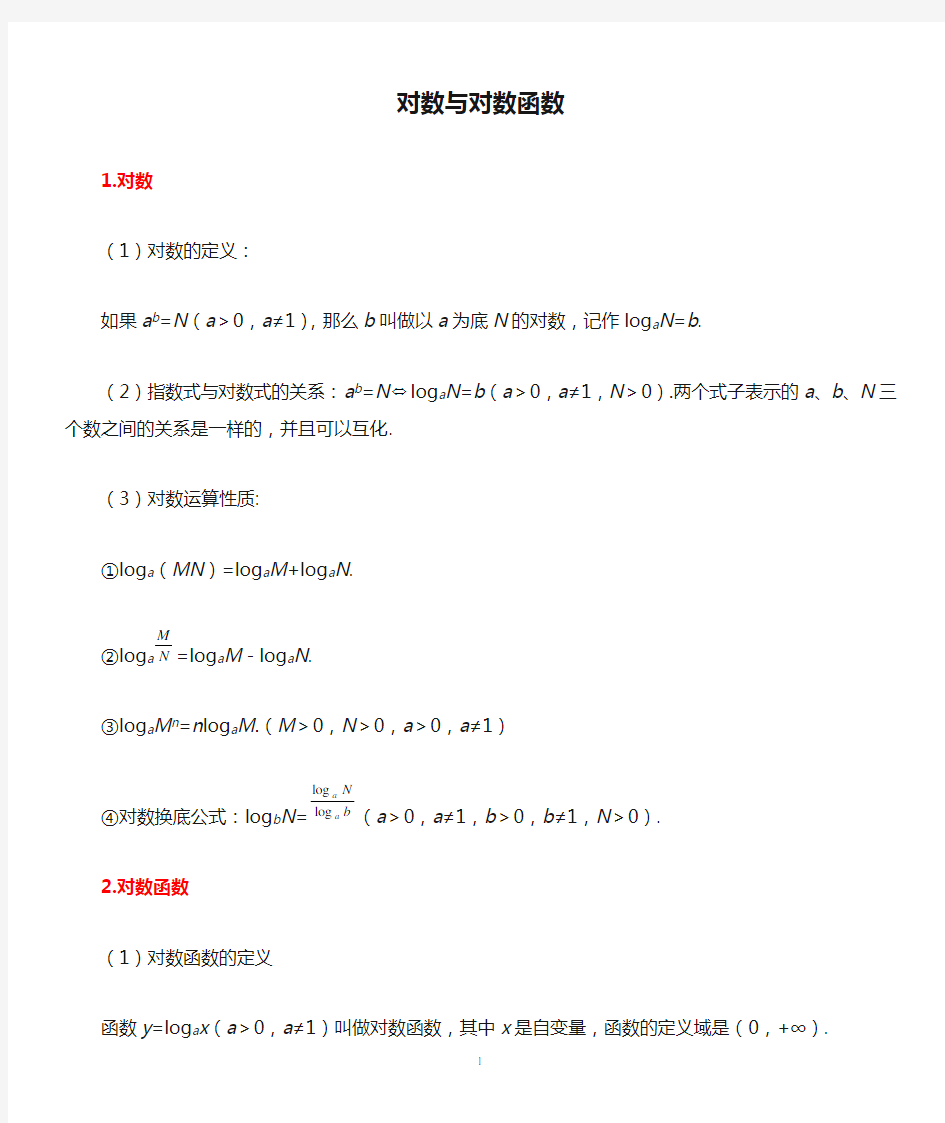 高中数学对数与对数函数知识点及例题讲解