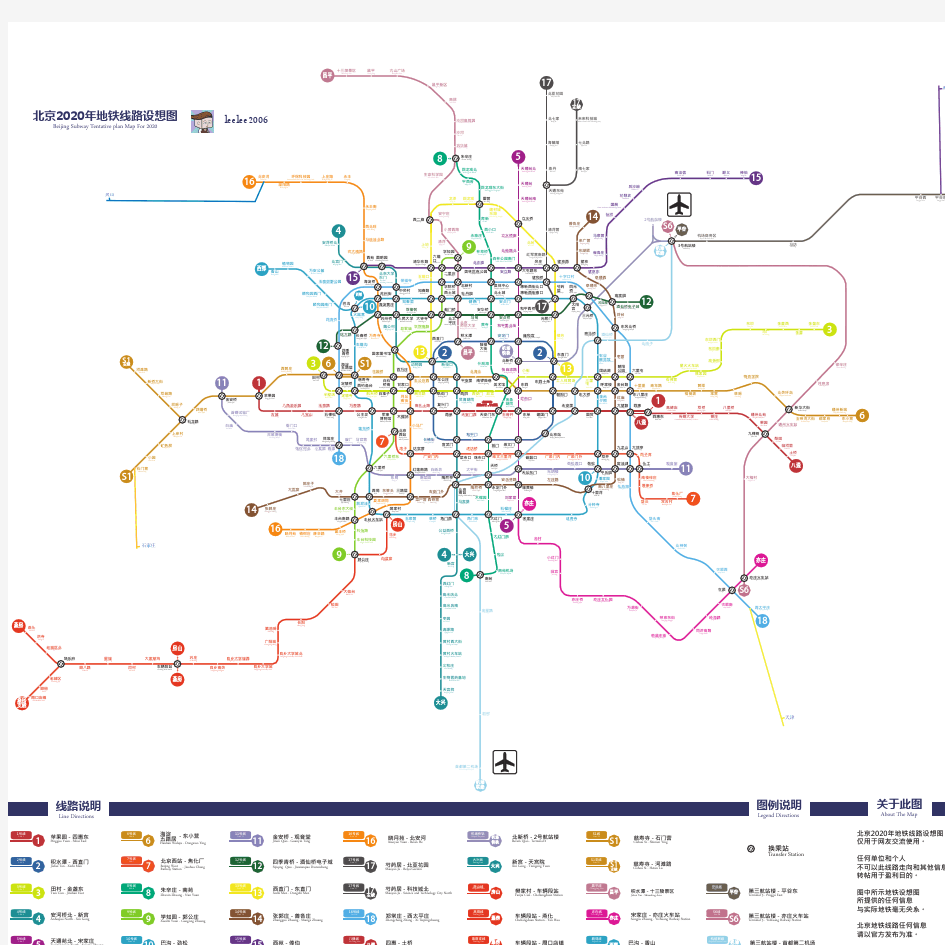北京地铁轨道交通线路图_2020【带城际线路版】