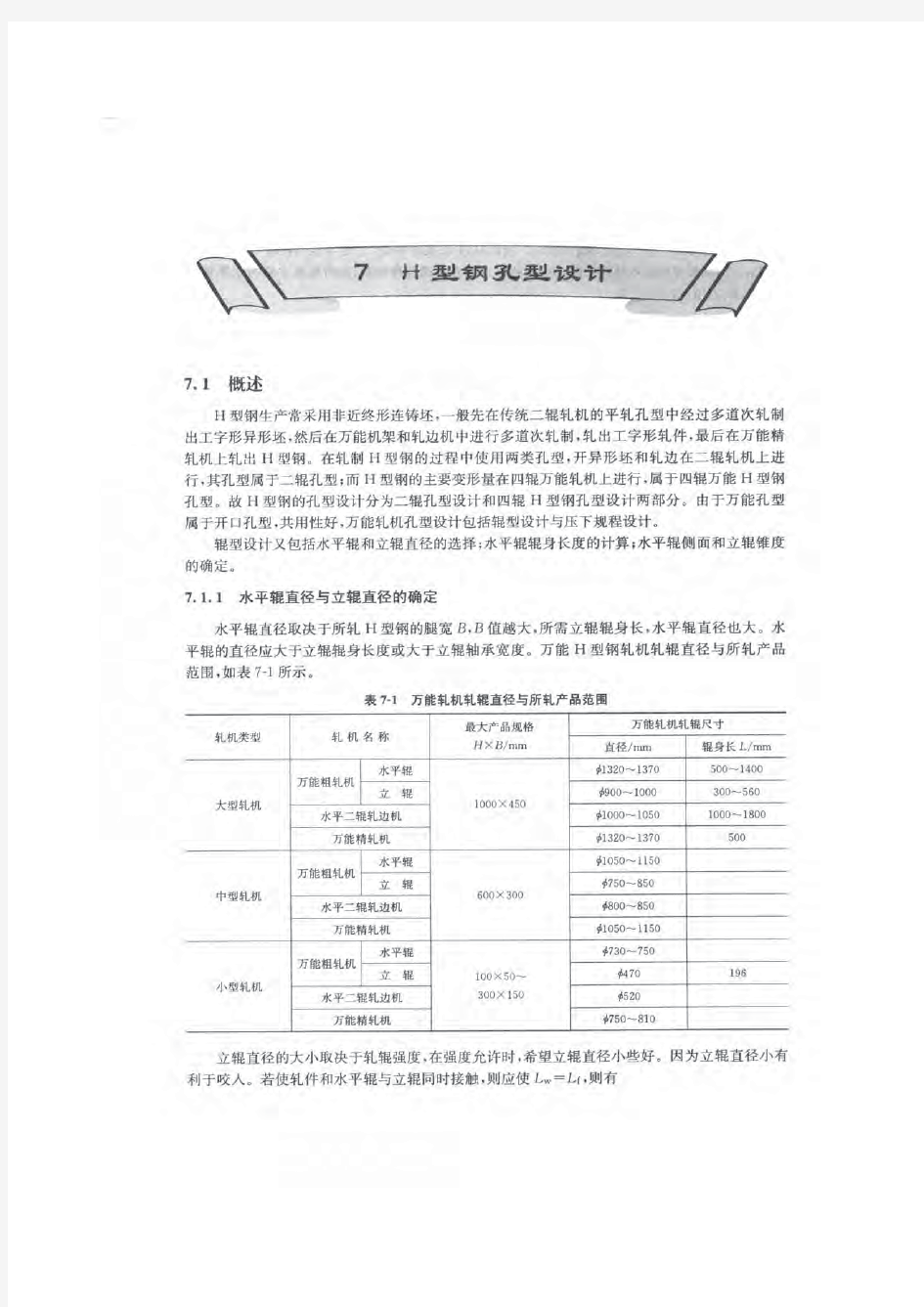 H型钢孔型设计