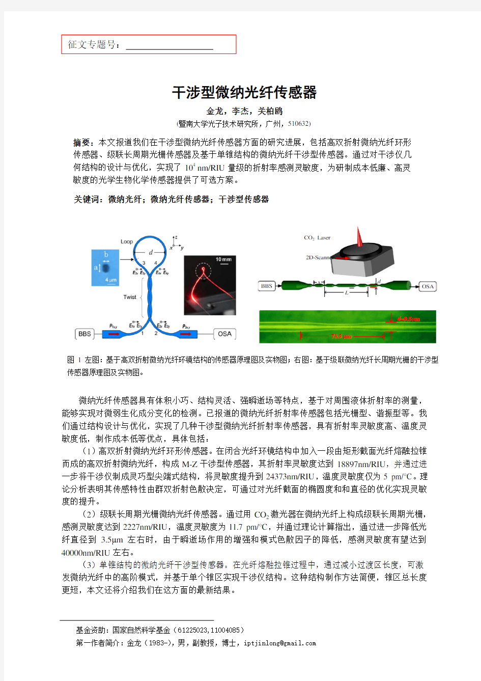 干涉型微纳光纤传感器