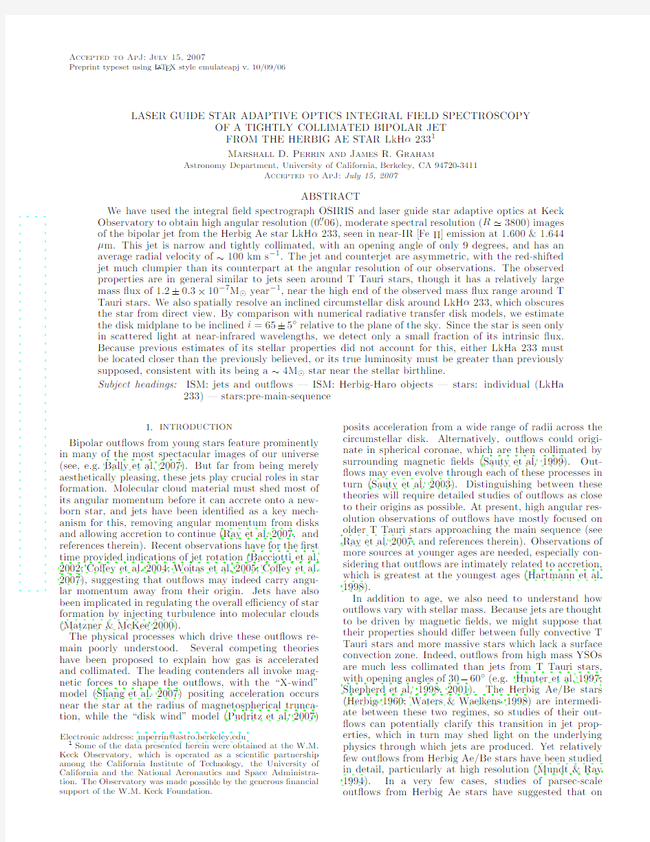 Laser Guide Star Adaptive Optics Integral Field Spectroscopy of a Tightly Collimated Bipola
