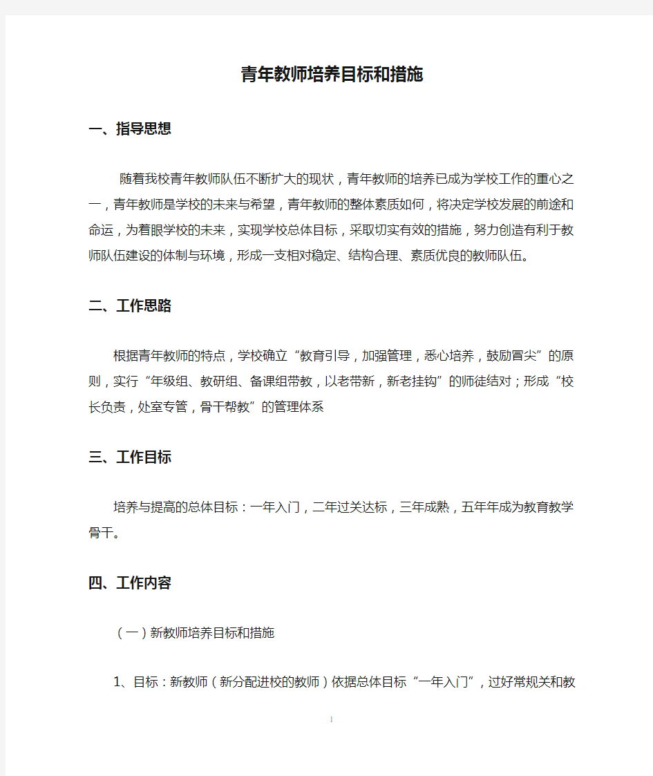 青年教师培养目标和措施