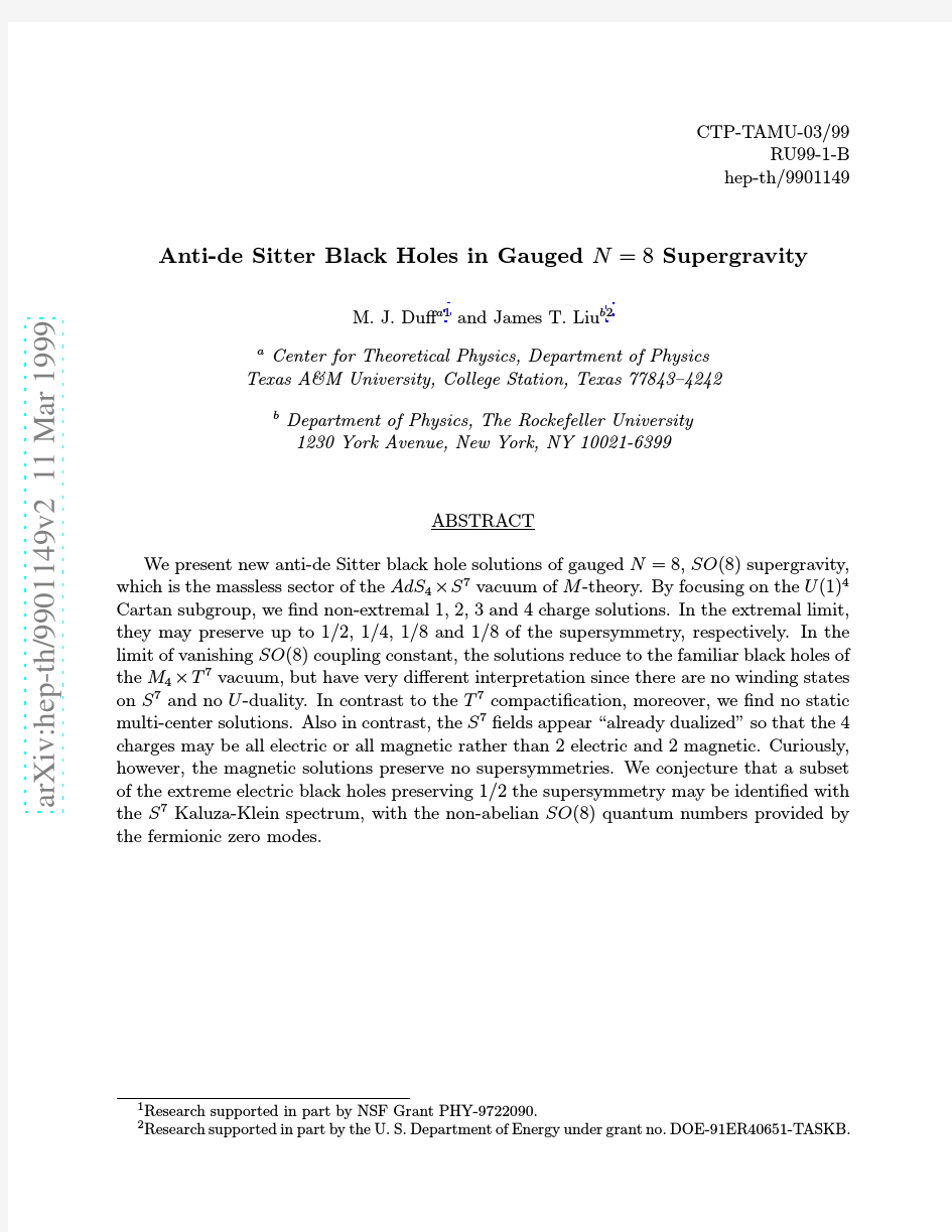 Anti-de Sitter Black Holes in Gauged N=8 Supergravity