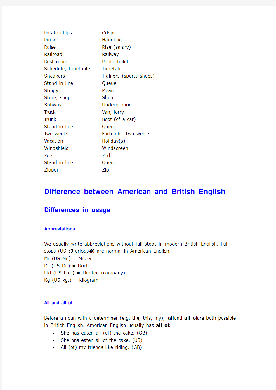 英式英语和美式英语的区别(英文版)