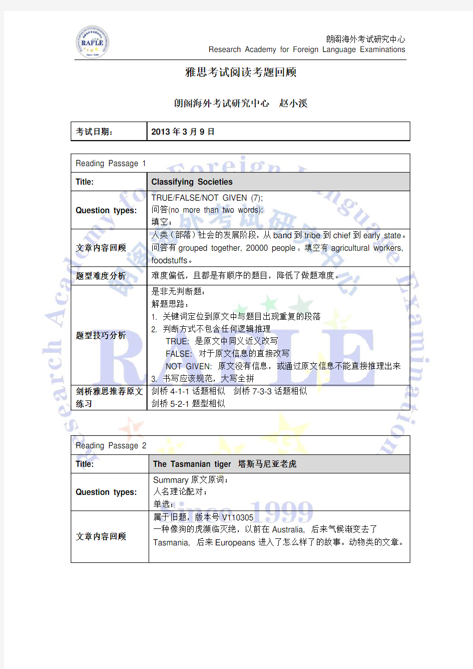 雅思真题集——2013.03.09阅读篇