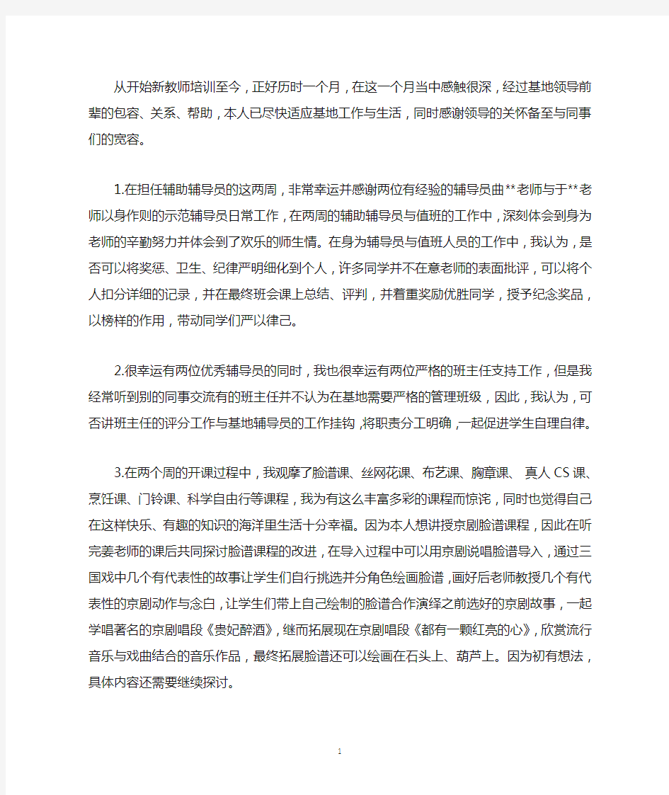 新入职教师培训活动总结与反思