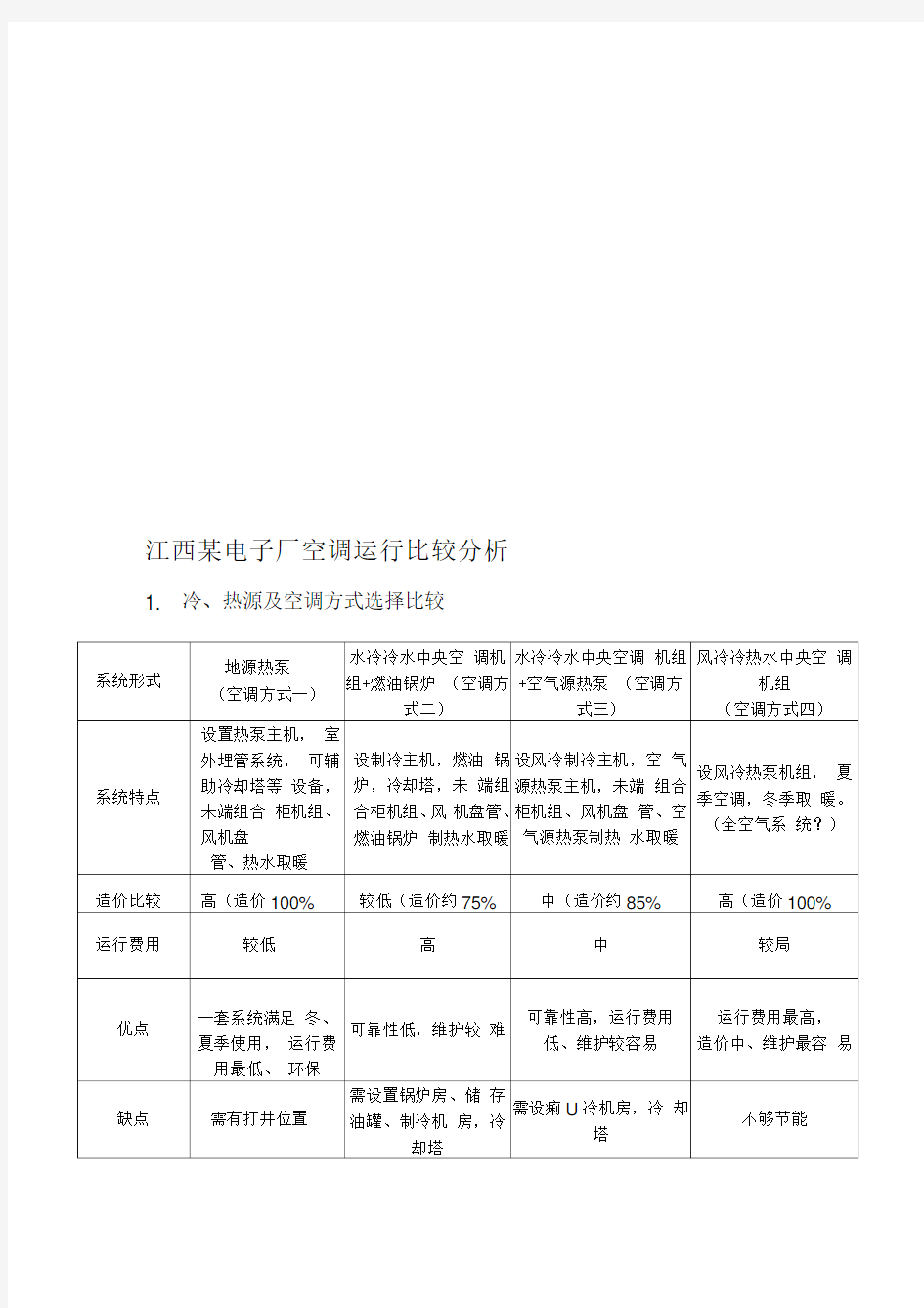 【2019年整理】地源热泵与传统空调运行费用比较