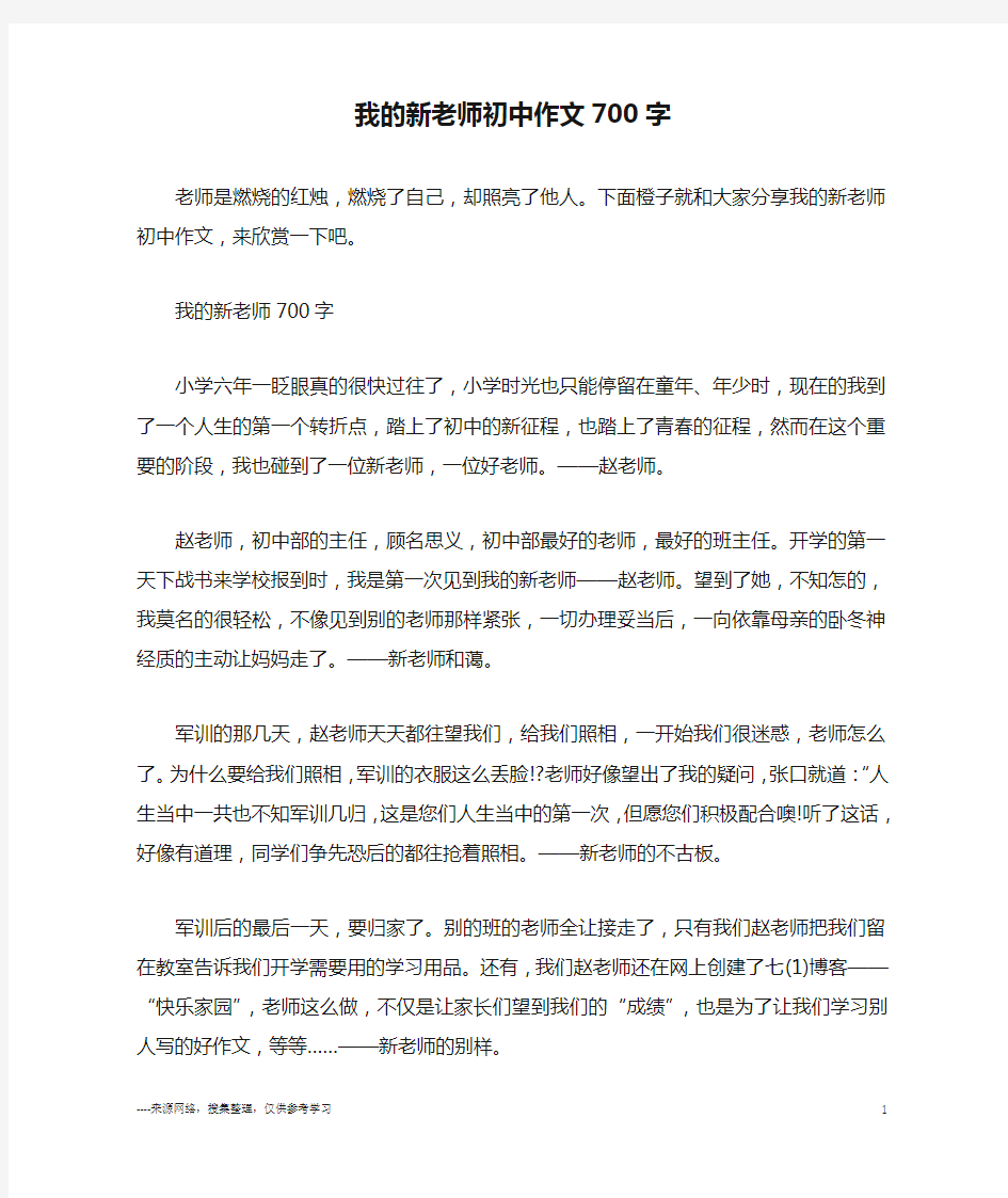 我的新老师初中作文700字