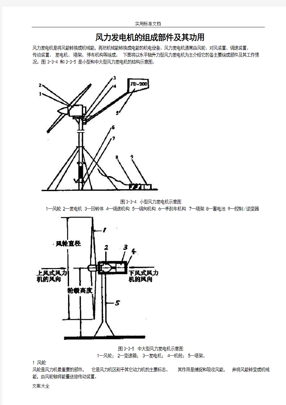 风力发电机的组成部件及其功用