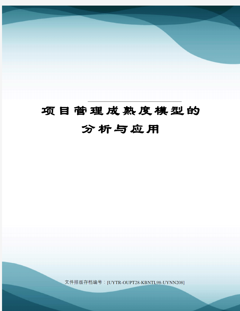 项目管理成熟度模型的分析与应用