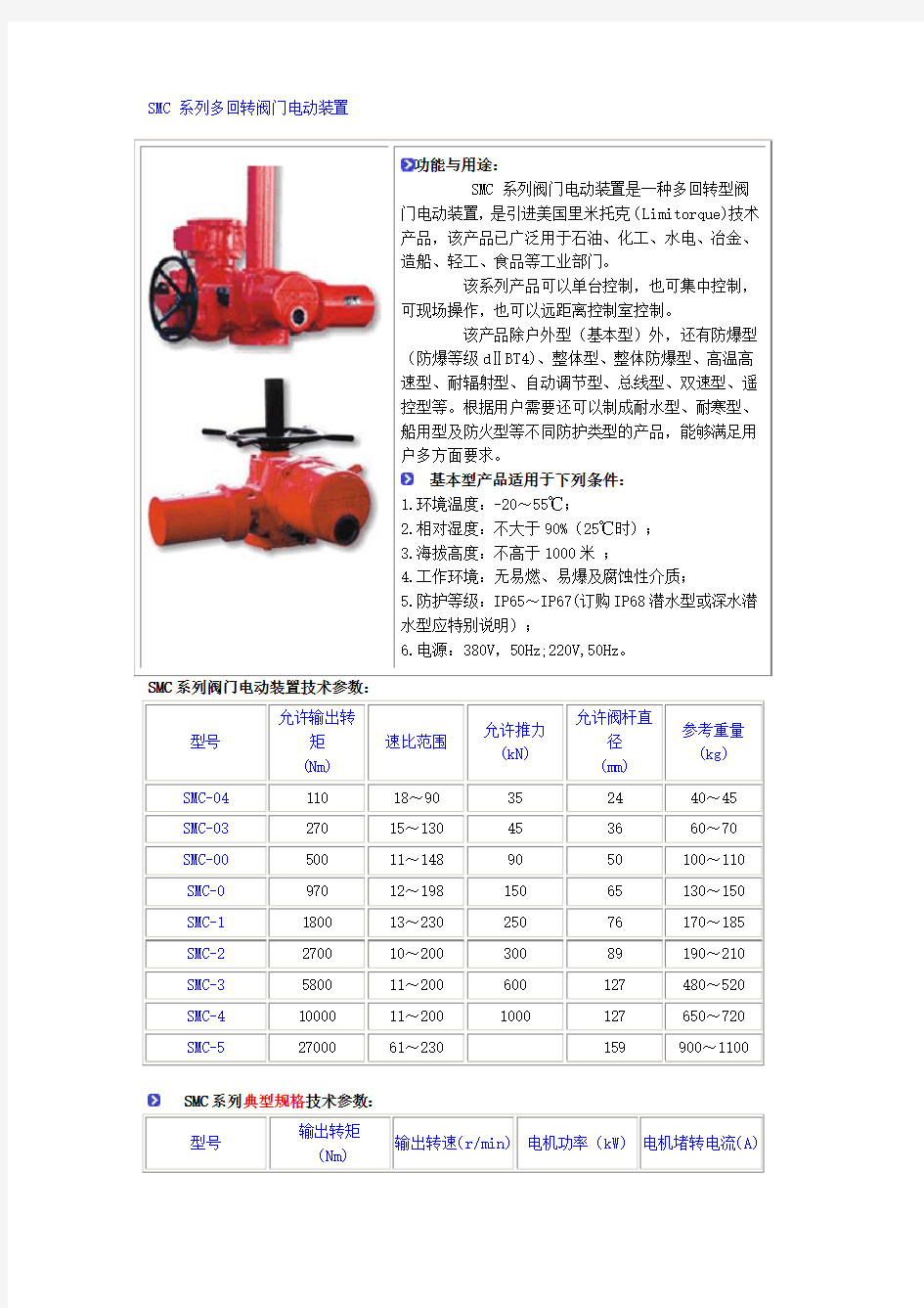 SMC 系列多回转阀门电动装置.