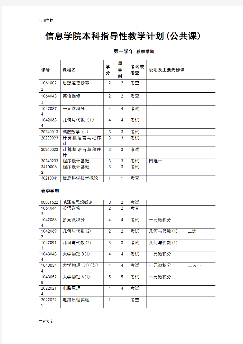 清华大学计算机科学与技术专业课程表