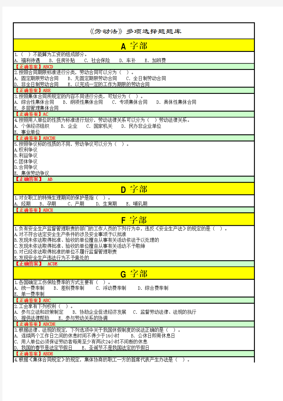 劳动法选择题 