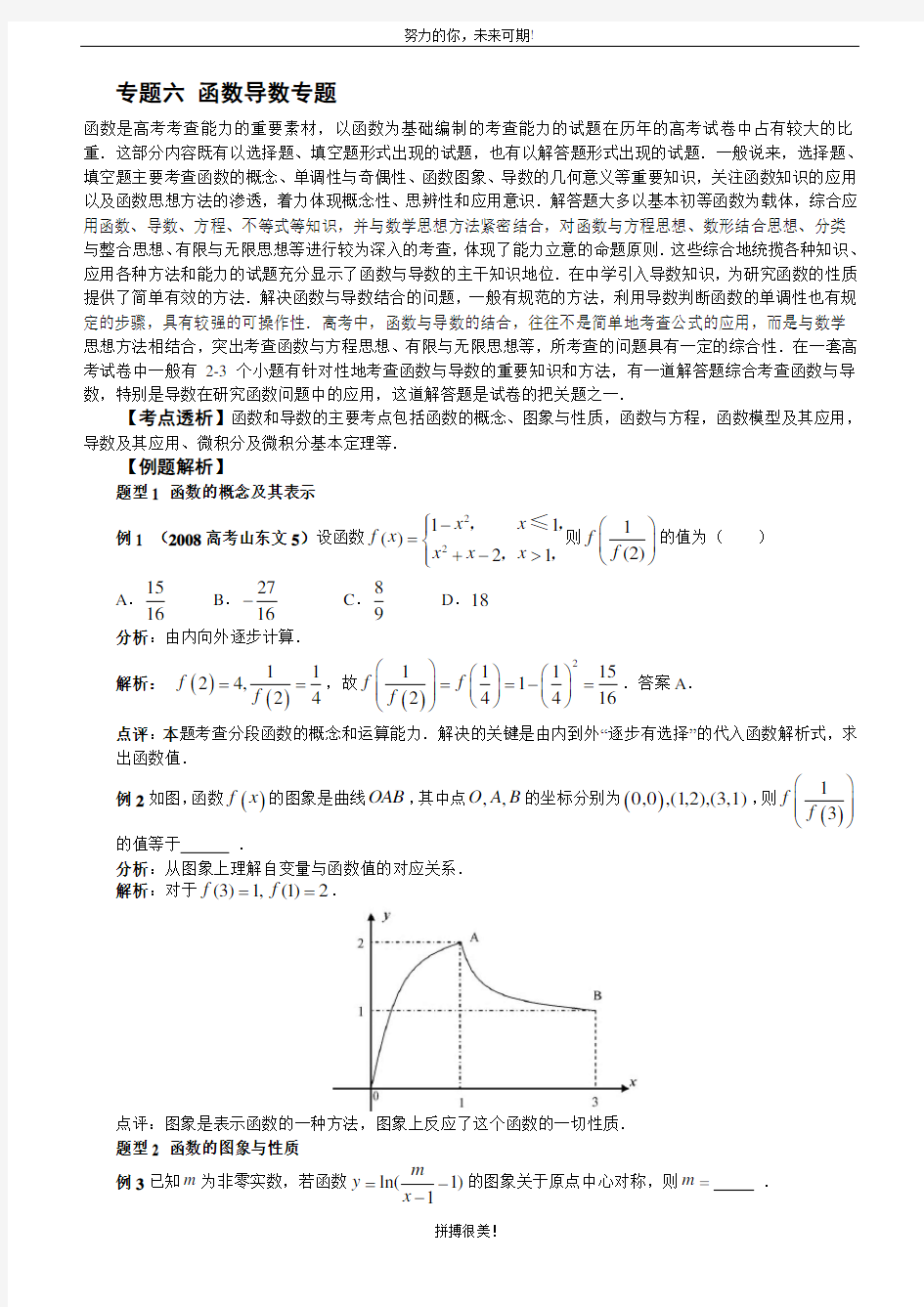 高中数学函数导数专题