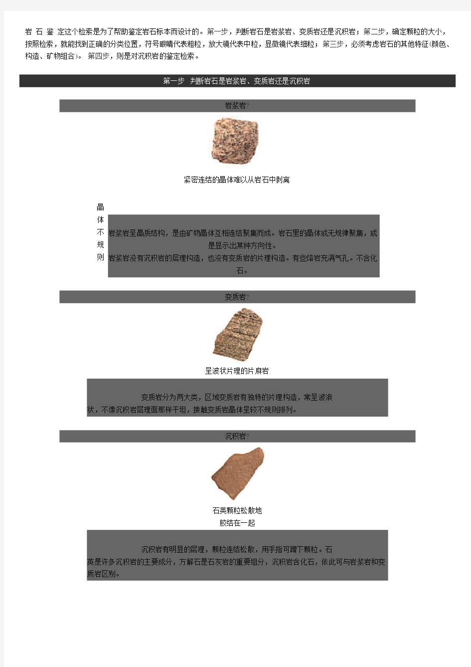 三大岩石鉴定