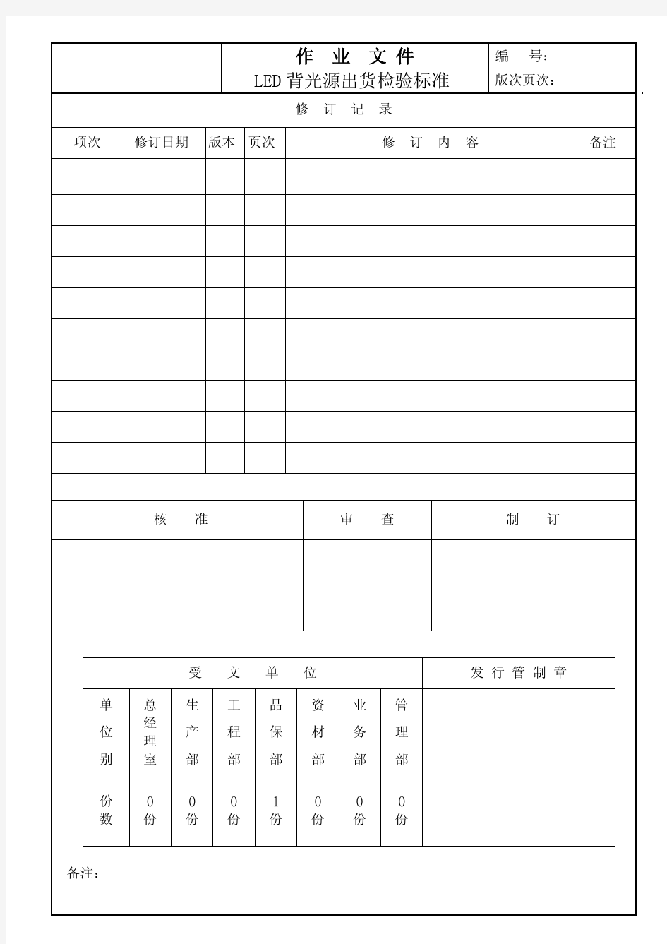 LED背光源出货检验标准