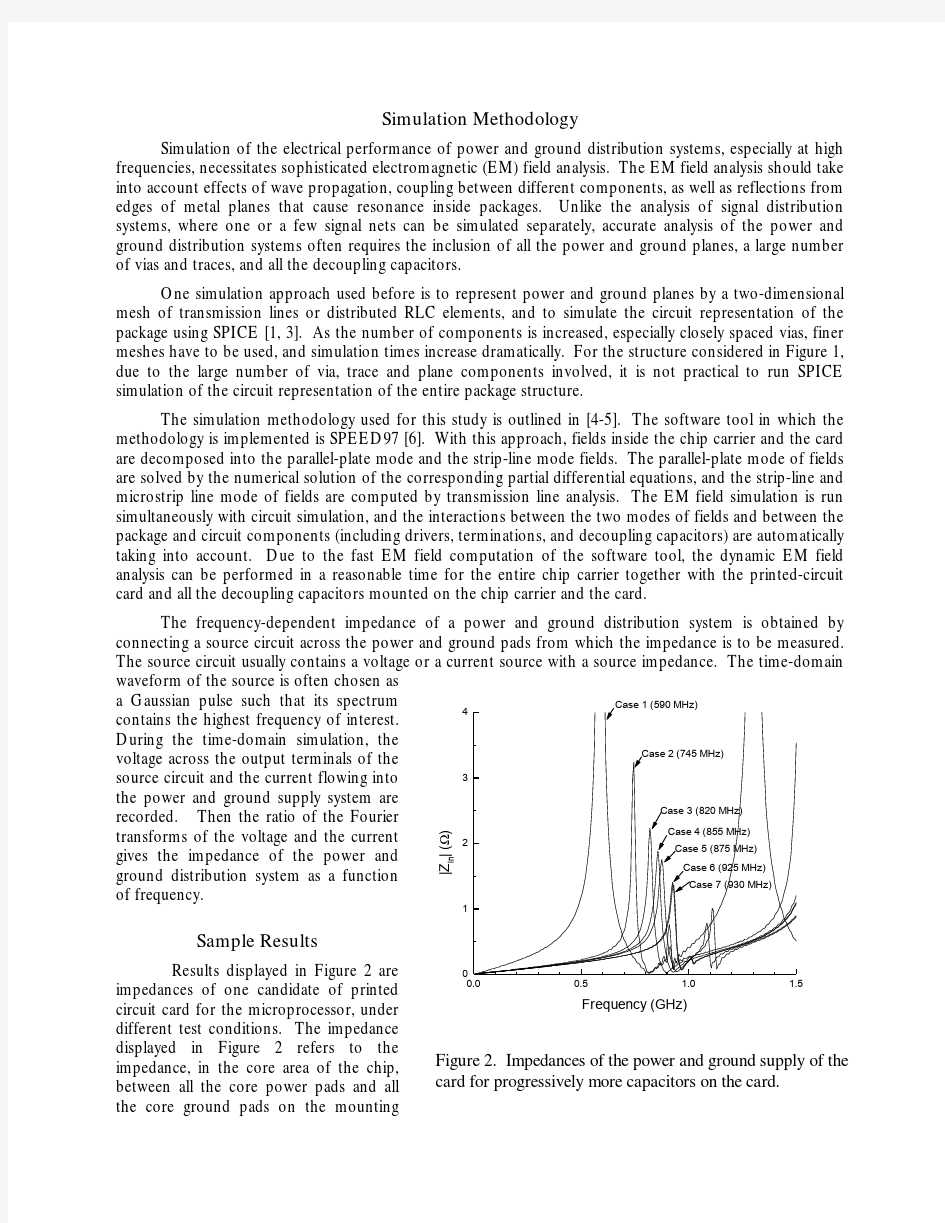 Modeling of the Electrical Performance of the Power and Ground Supply for a PC Microprocessor on a C