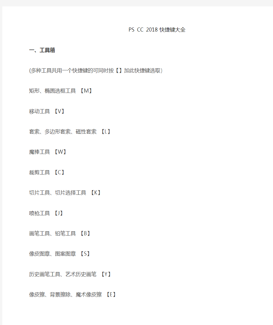 PS CC 2018 快捷键大全