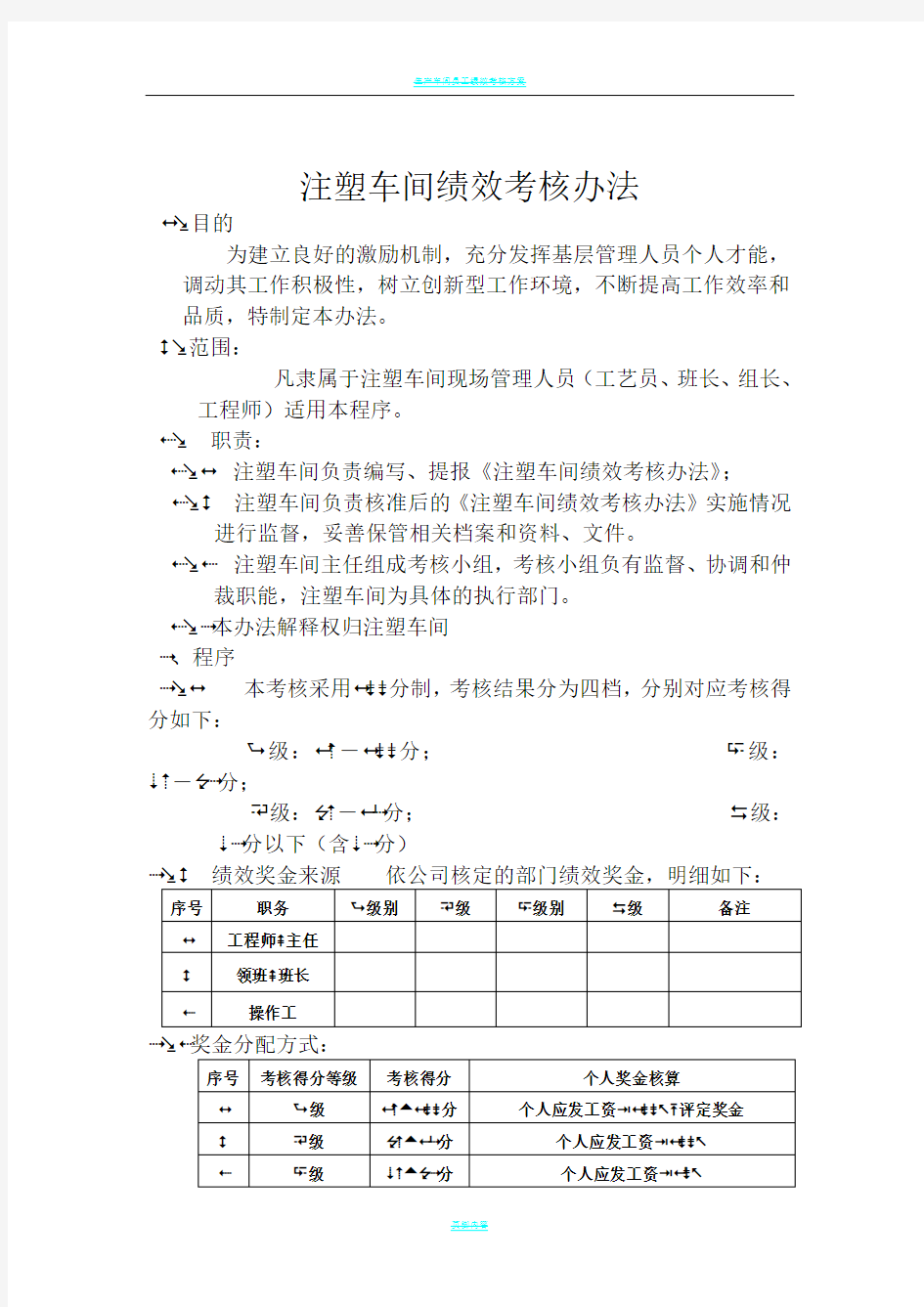 注塑车间绩效考核管理办法