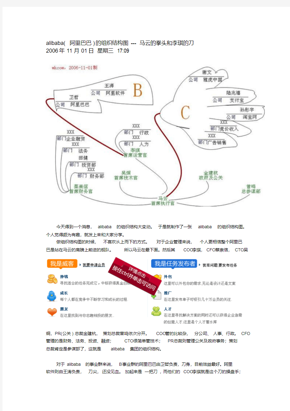 alibaba(阿里巴巴)的组织结构图