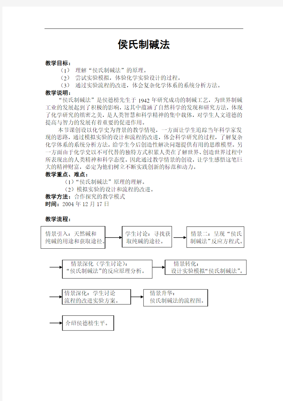 侯氏制碱法